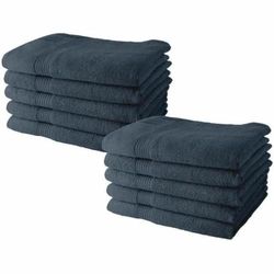 TODAY Lot de 10 Serviettes de Toilette 50x90 cm 100% Coton - Denim