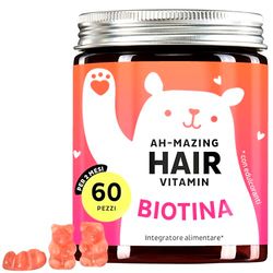 Caramelle Gommose Biotina Ah-mazing Hair Vitamins per Capelli, Pelle e Unghie – 5000 µg di Biotina, Zinco, Vitamine B6, C, E, Acido Folico & Iodio – 60 pezzi (2 mesi), Vegano, Bears with Benefits