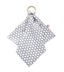Knuffeldoek 2-laags van katoen (Öko-Tex Standard 100) met bijtring van hout, natuurlijk theehout - grijs klassiekers