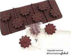 HomeStore Global, Kerstvakantie geschenk Piruleta Chocolate met siliconen – vorm van de Flor, taartde Fiesta Decoración de Cupcake – 24 varillas de plástico en volturas de plástico inbegrepen