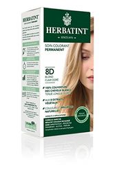 Herbatint Cura colorante permanente per capelli 8D biondo chiaro dorato - 150 ml, senza ammoniaca, 100% copertura dei capelli bianchi, testata dermatologicamente per pelli sensibili, con 8 estratti