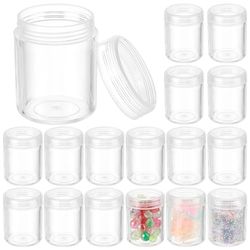 BENECREAT 24 Pack 40ML Vide en Plastique Transparent Perle de Stockage Pot Récipient avec Bouchon à vis Arrondi Couvercles pour Perles, Nail Art, Paillette et crème Voyage (39mm x 50 mm)