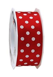 Present Polka DOTS Taffeta Ribbon 40 mm - 20 m Rött/vitt