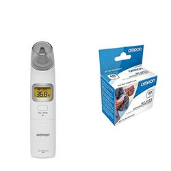 OMRON GentleTemp 521 Termómetro digital de oído + Fundas protectoras para termómetros OMRON Gentle Temp 520 y 521, 40 piezas