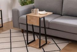Hanah Home Stijlvolle zijtafel met metalen frame, saffier en zwart, 30 x 42 x 56,8 cm, 100% melamine gecoat deeltjesbord, 18 mm dik, perfect voor moderne decoratie