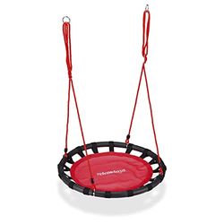 Relaxdays nestschommel, ronde vogelnestschommel voor kinderen, verstelbare schommel, Ø: 80cm, tot 100 kg, rood