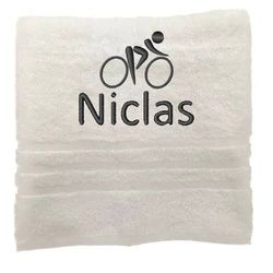 Asciugamano personalizzato con nome Nome sportivo splendidamente ricamato Asciugamano da bagno Asciugamano in cotone 100% personalizzato con nome (140 x 70 cm, Ciclismo)