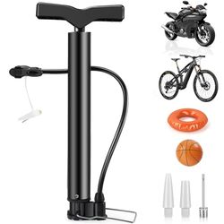 vonsera Pompa per Bicicletta, Pompa da Pavimento ad Alta Pressione da 130 PSI con 3 Valvole e Ago a Sfera, compatible con Presta, Schrader e Dunlop, per Mountain bike, E-bike, Moto, Calcio e Basket