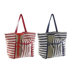 DKD Home Decor Sac de Plage Toile Rouge Bleu Polyester PVC (55 x 17 x 35 cm) (2 unités) Mixte Adulte, Multicolore, Taille Unique