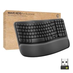 Logitech Wave Keys for Business, Wireless Ergonomic Keyboard with Cushioned Palm Rest, Secure Logi Bolt Technology, Bluetooth, Compatible with Windows/Mac/Chrome/Linux - Graphite