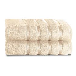 GC GAVENO CAVAILIA Luxury Jumbo Bath Sheets, 100% Ringspun Cotton, Pack of 2 Fade Resistant Extra Absorbent Towels, Egyptian, Cream, 80x170 Cm