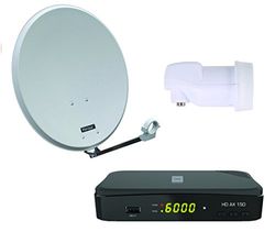 Opticum Digitaal 1 deelnemers satelliet compleet systeem HD AX 150 HDTV-ontvanger (Opticum Single-LNB, Opticum QA 60 cm antenne lichtgrijs staal)