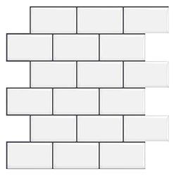 Tic Tac Tiles Schil en plak Zelfklevende Backsplash 3D Dikkere Tegels in Metro Mono White 12-Pack