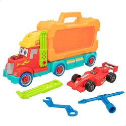 Colorbaby 47418 Verwijderbaar licht en geluid, 2-in-1, batterijen inbegrepen, set bouwauto, bestelwagen, autodrager, speelgoed, speelgoed voor kinderen van 3 jaar, 47418