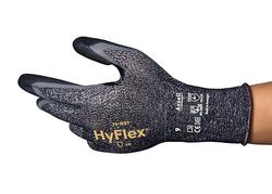 Ansell Hyflex 11-931 Guanti di sicurezza da lavoro, Protezione meccanica, taglia 8 (M), Nero (12 Paia)