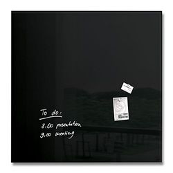 SIGEL GL200 Tableau magnétique en verre premium, surface brillante, 100 x 100 cm, verre de sécurité, montage facile, 2 aimants néodyme inclus, noir - Artverum