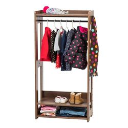 Iris Ohyama, Porte-manteau, Penderie, Portant avec étagère pour enfant, Organisateur de vêtements enfant,Modulable, Contemporain, Solide, Ecole, Chambre, Entrée - Kids Garment Rack - KWR-1 - Marron