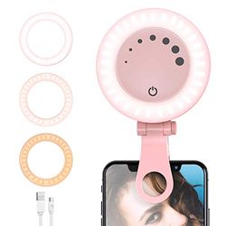 Anillo de Luz Videoconferencia, Kit de Iluminación para, Anillo de Video Luz Laptops con y Clip para, Compatible con Zoom Meetings Trabajo Remoto Fotografía Autoemisión Vlogs (Rosa)