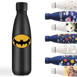 Botella Agua Acero Inoxidable 500ml, Cantimplora Acero Inoxidable, Botella Agua Personalizada con Diablo, Mantiene 24H Frio/12H Calor, Cantimplora para la Escuela, Oficina, Viajar, Café, Yoga, Negro