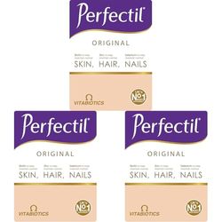 Perfectil Original Beauty Supplement for Hair Skin and Nails, One-A-Day Formula, 90 Unflavoured Tablets, 90-Day Supply, by Vitabiotics (Pack of 3)