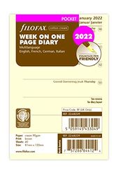 Filofax - Agenda tascabile settimanale per pagina, 4 lingue, cotone crema, 2022