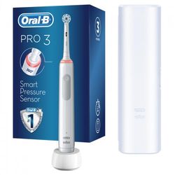Pro3 3500 Brosse à dents électrique blanche sensible et propre avec étui de transport