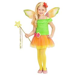 Widmann 02319 Kinderkostuum bloemenfee, jurk, vleugels, haarband met bloem, vlinder, carnaval, themafeest