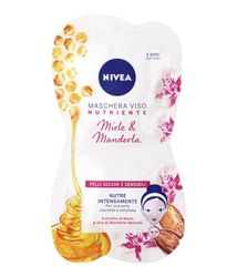 NIVEA Maschera Nutriente Intensiva 3 x 15 ml ciascuno, Maschera viso con Estratto di Miele, Olio di Mandorle e Hydra IQ, Maschera pelli sensibili, secche e stressate