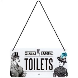 Nostalgic-Art Cartaz suspenso retro Ladies & Gentlemen Toilets, ideia de presente para fãs de nostalgia, metálico, design vintage, 10 x 20 cm