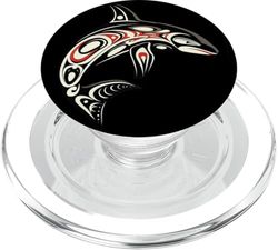 Obra de arte de orca tribal con estilo de patrimonio costero PopSockets PopGrip para MagSafe