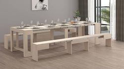 Dmora - Torquato Bench, Set of 2 Chairs for Dining Table, Extendable Benches, 290 x 25 x 45 cm, Elm