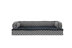 FurHaven Cama para cão, poliéster, cinzento diamante (decoração de pelúcia e tecido), 76 x 51 x 18 cm (L x W x A)