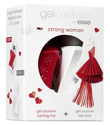 essie Smalto gel couture routine per unghie strong woman (n. 470 sizzling hot, rosso, 13,5 ml + gel couture top coat, 13,5 ml)