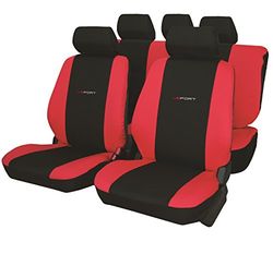 Carfactory - Conjunto de capas para assentos de carro universais, modelo DAYTONA, cor vermelha, 9 peças.