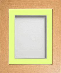 Frame Company Watson Beech Picture Photo Frame fitted with Perspex, 8x6 inch with Lemon Bon Bon Mount for image size 6x4 inch