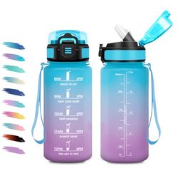Borraccia 500ml, Borraccia Bambini con Cannuccia, Facile Pulizia, a Prova di Perdite, Bottiglia Acqua Motivazionale con Indicatore del Tempo, Bottiglia per Ufficio, Escursionismo, Bambini, Yoga