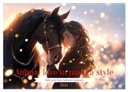 Animal love in manga style (Wall Calendar 2024 DIN A3 landscape), CALVENDO 12 Month Wall Calendar: Charming pictures full of love and devotion to animals