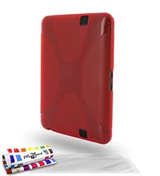 Muzzano extra tunt skydd Amazon Kindle Fire HD från MUZZANO skyddar stötsäkert ultimat elegant och hållbar för din Amazon Kindle Fire HD röd + 3 displayskyddsfolie LE X
