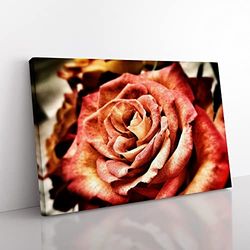 Flower Pink Rose No.4 Modern Canvas Wall Art Print Ready to Hang, Framed Picture for Living Room Bedroom Home Office Décor, 60x40 cm (24x16 Inch)