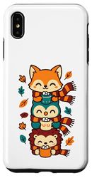 Foulard d'automne Motif Renard, Chouette, hérisson, Cacao Chaud Coque pour iPhone XS Max