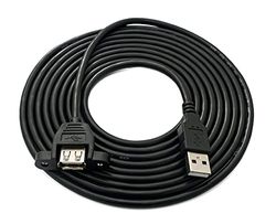 System-S USB 2.0 kabel 3 m typ A hane till hona skruv i svart