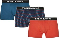 Urban Classics Herenonderbroek, boxershort, 3 stuks, ondergoed voor mannen in vele kleuren, maten S - 5XL, Mini Stripe Aop+Boxteal+Boxora, M