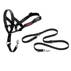 HALTI Halster maat 4, zwart & HALTI Trainingsriem, maat L, zwart, combinatiepakket - Stop uw hond aan de riem te trekken. Verstelbaar, lichtgewicht met gewatteerde neusband. Geschikt voor grote honden
