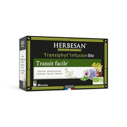 HERBESAN®-TRANSIPHYT INFUSION BIO -Transit naturel, Bien-être digestif - Saveur Menthe - Sans plastique- 100% plantes - 20 sachets en papier
