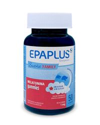 EPAPLUS Sueño Melatonina Family Gummies, 50 Gominolas, Sabor Frambuesa, 1 mg, Ayuda a Conciliar el Sueño, Complemento alimenticio para dormir, Apto para Niños & Adultos
