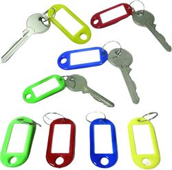 PARENCE.- Lot de 20 Porte Clefs Etiquettes à Inscrire/Bagages, Maison, Animaux - Plastique, Couleurs Aléatoire