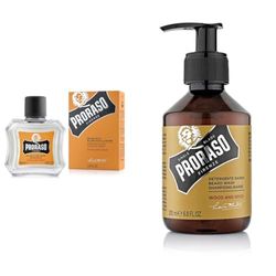 Proraso Bálsamo barba, Wood and Spice, 100 ml, bálsamo barba hombre suavizante anti irritaciones, bálsamo para cuidado facial hombre & Champú barba Wood & Spice, 200 ml, champú hidratante profesional