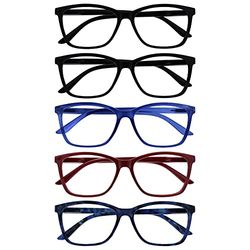 The Reading Glasses Company Gafas De Lectura Grande Hombres Negro Azul Granate Rojo Lectores Valor Pack 5 Bisagras Resorte Rrrrr51-113Z3T +1,50 5 Unidades 106 g