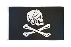 BANDIERA PIRATA HENRY AVERY NERO 150x90cm - BANDIERA DEI PIRATI - TESCHIO 90 x 150 cm - AZ FLAG