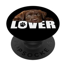 Amante del laboratorio de chocolate, perro de laboratorio marrón, mamá, papá, labrador Love PopSockets PopGrip Adhesivo